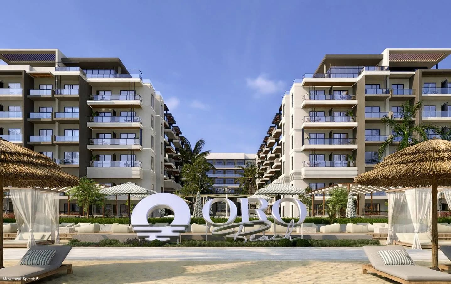 ORO Beach Hurghada poolfront residences and shaded cabanas